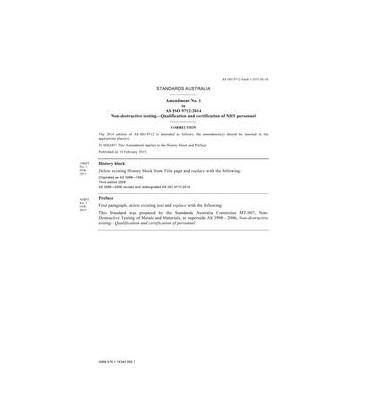 AS ISO 9712:2014 Amd 1:2015