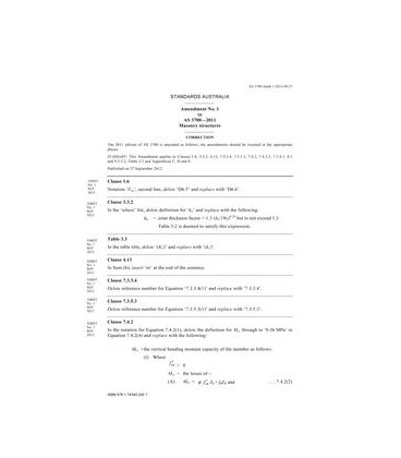 AS 3700-2011 AMDT 1                        [ Superseded ]