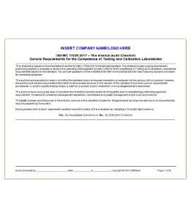 17025:2017 Internal Audit Tools: Checklist, Procedure and Forms
