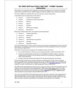 OHSAS 18001:2007 to ISO 45001:2018 SMS Transition Instructions