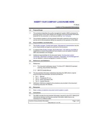 IATF 16949:2016 Procedures Package