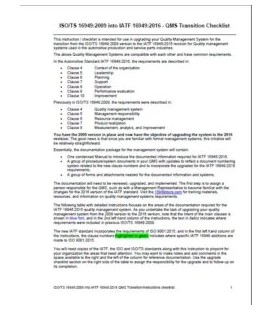 IATF 16949:2009 to 2016 QMS Upgrade Instructions (2009>>2016)