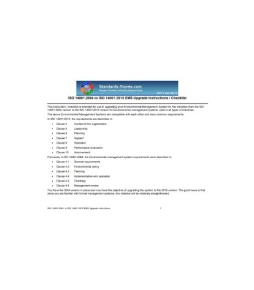 14001:2004 to 2015 EMS Documentation Transition Package (2004>>2015)