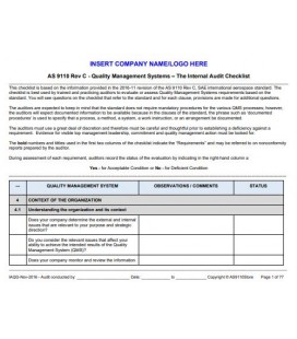 AS9110C Internal Auditor Training &amp; Checklist Package