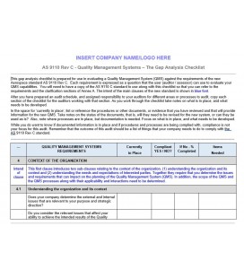 AS9110C Gap Analysis Checklist