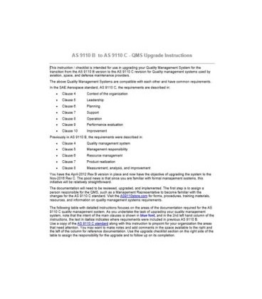 AS9110C - Rev B to Rev C QMS Upgrade Instructions