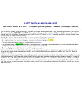 AS9110C - Rev B to Rev C Gap Checklist