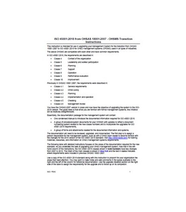 OHSAS 18001:2007 to ISO 45001:2018 All-in-One Documentation and Training Package