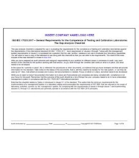 17025:2017 Gap Analysis Checklist