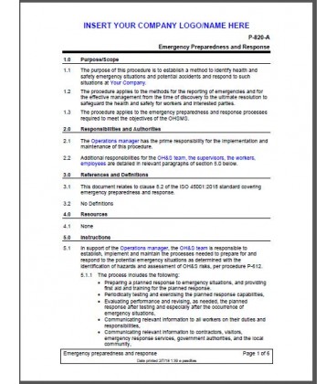 ISO 45001:2018 Procedures Package