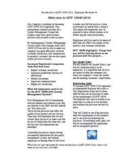 IATF 16949:2016 Set of Employee Newsletters