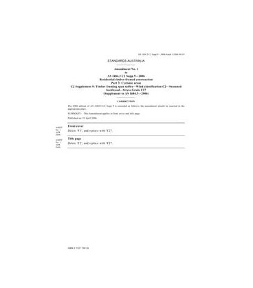 AS 1684.3 C2 SUPP 9-2006 AMDT 1