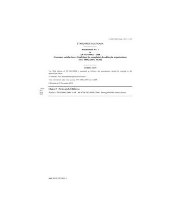 AS ISO 10002-2006 AMDT 1                        [ Superseded ]