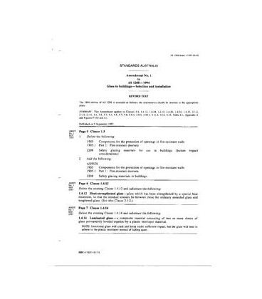 AS 1288-1994 AMDT 1                        [ Superseded ]